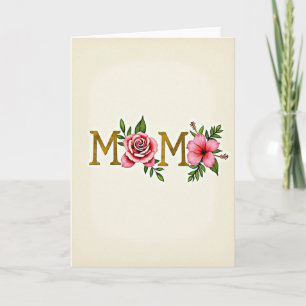 Cartão de Arte Floral da Mamãe Dourada