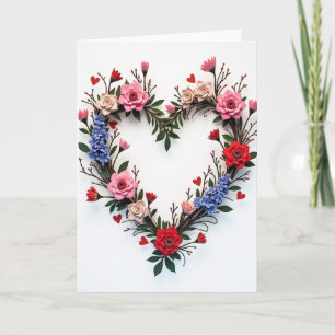 Cartão de Arte Floral de Coração