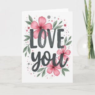Cartão de Arte Floral Eu Te Amo