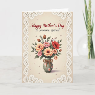 Cartão de Arte Floral para Dia das Mães Doce