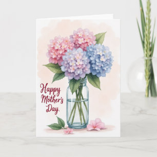 Cartão de Arte Floral Rosa e Azul