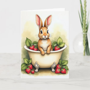 Cartão de Arte Fofo de Coelho em uma Bacia