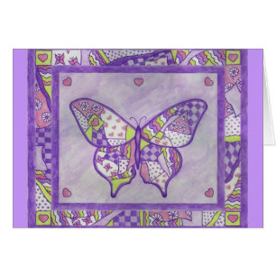 Cartão de Arte Folclórica de Colcha de Borboleta