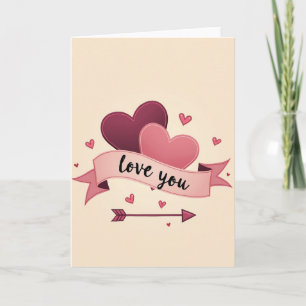 Cartão de Arte Gráfica Love You Hearts