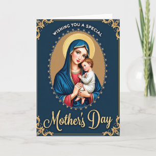 Cartão de Arte Mãe e Filho Azure