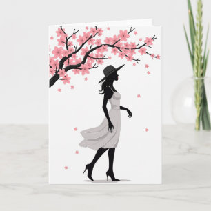 Cartão de Arte Mulher Flor de Rosa
