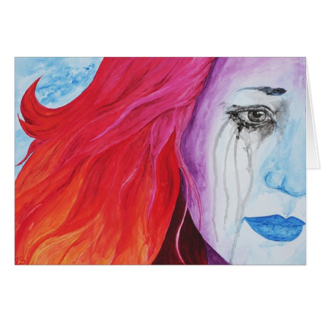 Cartão de Arte Mulher Triste Arco-Íris Surreal Per (Frente Horizontal)