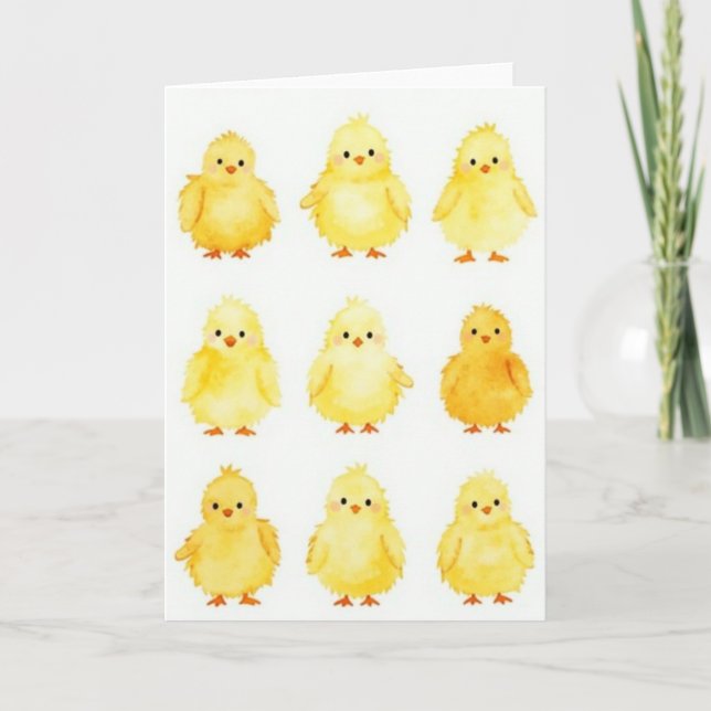 Cartão de Arte Nine Cute Chicks (Frente)