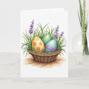 Cartão de Arte Ovoids com Cesta de Primavera