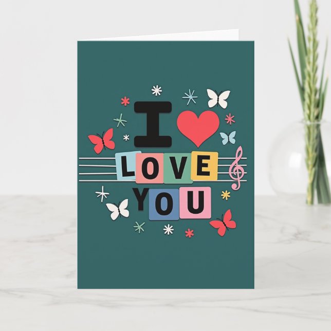 Cartão de Arte Pastel 'Eu Te Amo' (Frente)