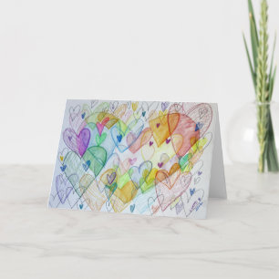 Cartão de Arte Personalizado de Pintura de Coraçõe