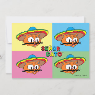 Cartão de Arte Pop do Gato da Festa Cinco de Mayo