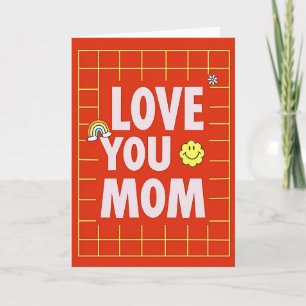 Cartão de Arte Retro Love You Mom