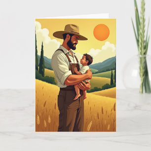 Cartão de Arte Rústico Pai e Filho