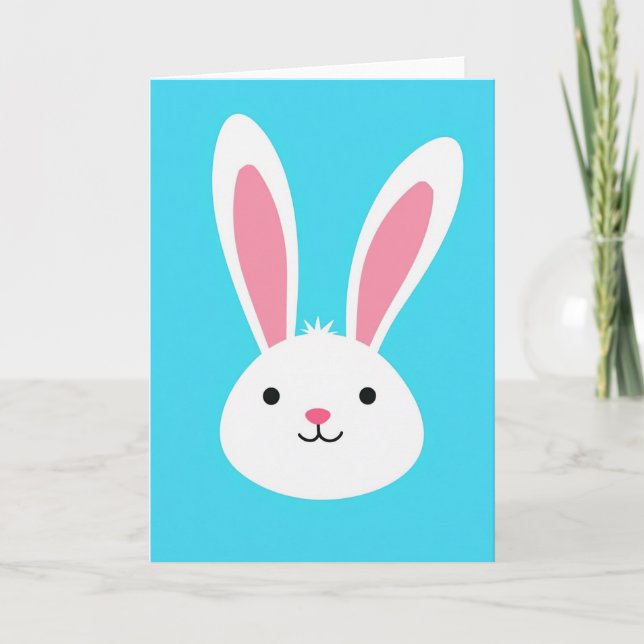 Cartão de Arte Simples de Coelho Fofo (Frente)