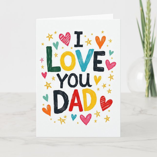 Cartão de Arte Vibrante Eu Amo Papai (Frente)