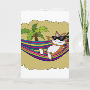 Cartão de Artes Gráficas de Gato em uma Rede