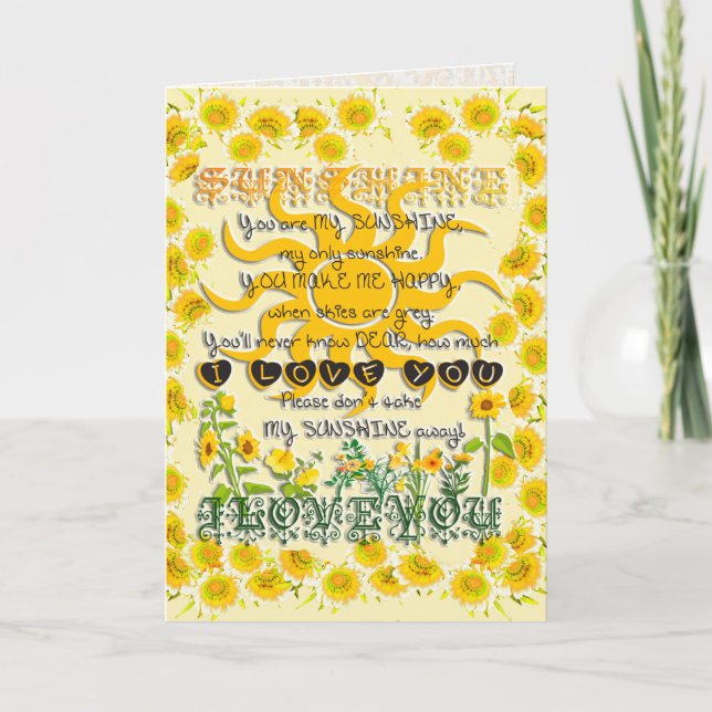 Cartão de Artes Gráficas Você É Meu Sol (Frente)