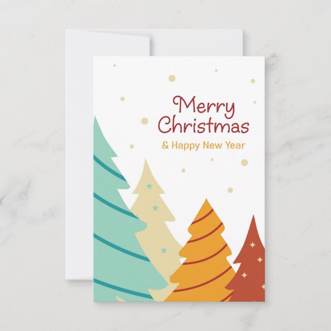Cartão de árvore de Natal colorido. (Frente)
