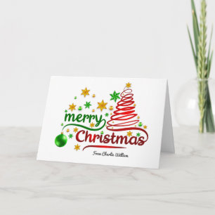 Cartão de árvore de Natal com estilo de fita verme