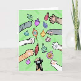 Cartão de Árvore de Natal e Patas de Gato com Enfe