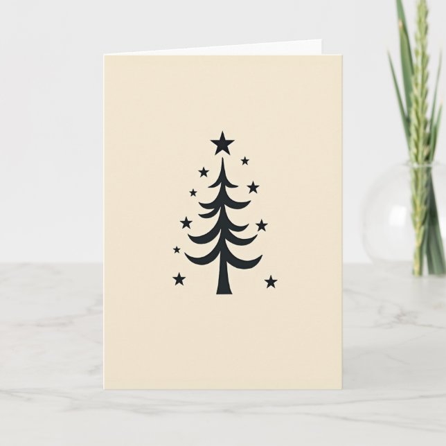 Cartão de Árvore de Natal Estrelada (Frente)
