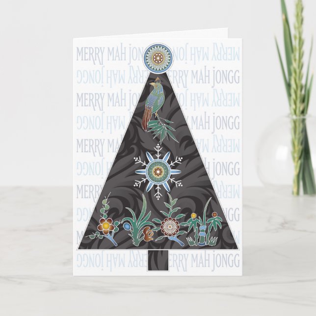 Cartão de Árvore de Natal Mah Jongg (Frente)