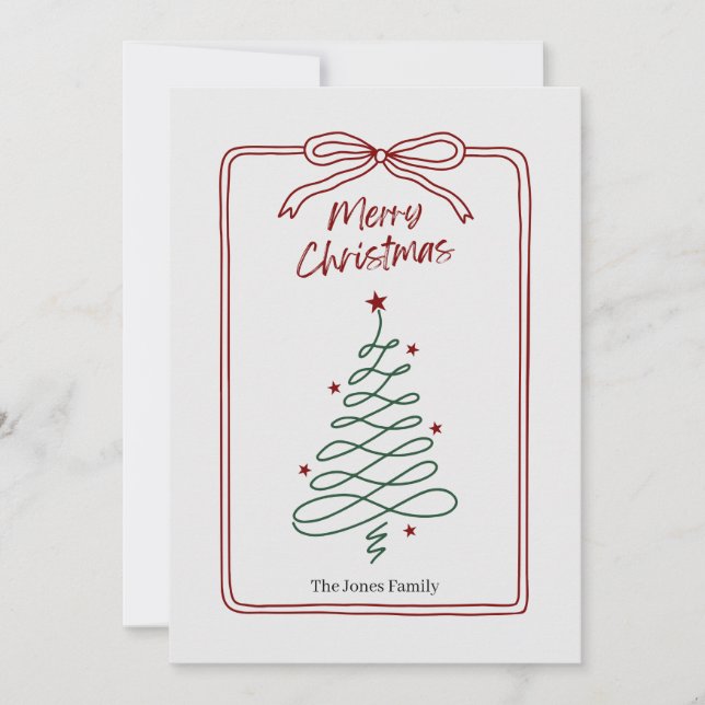 Cartão de Árvore de Natal Minimalista (Frente)