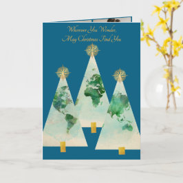 Cartão de Árvore de Natal para Mapa do Velho Mundo