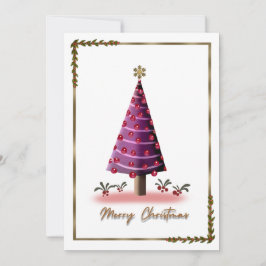 Cartão de Árvore de Natal Rosa Elegante - Festivo