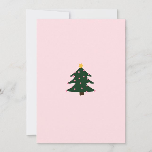 Cartão de Árvore de Natal Rosa Minimizado (Frente)
