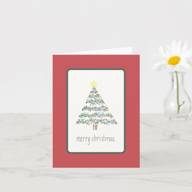 Cartão de Árvore de Natal - Vinhas e Berries (Planta pequena)