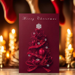 Cartão de Árvore de Natal Whimsso Burgundy