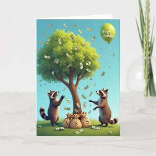 Cartão de Árvore do Dinheiro de Aniversário Doce