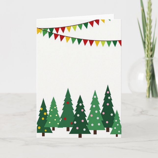 Cartão de Árvores de Natal Festivas (Frente)
