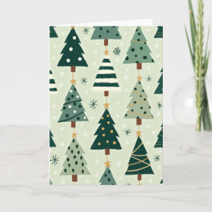 Cartão de Árvores de Natal Verdes