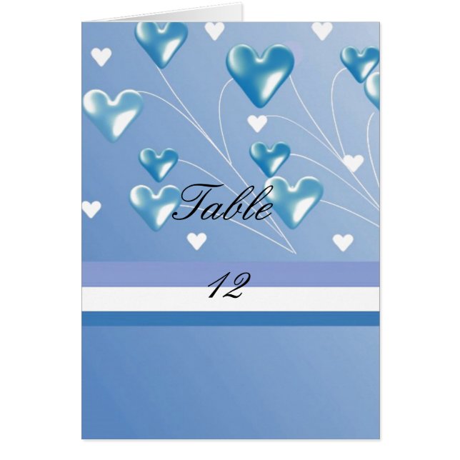 Cartão de Assento da Mesa Blue Hearts (Frente)
