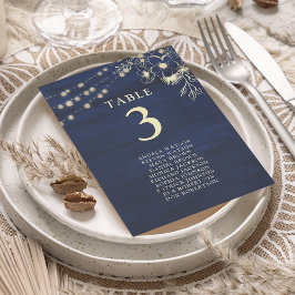 Cartão de Assento de Casamento Azul Marinho
