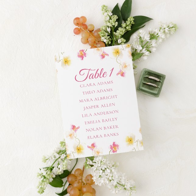 Cartão de Assento de Casamento Floral Rosa Suave (Criador carregado)