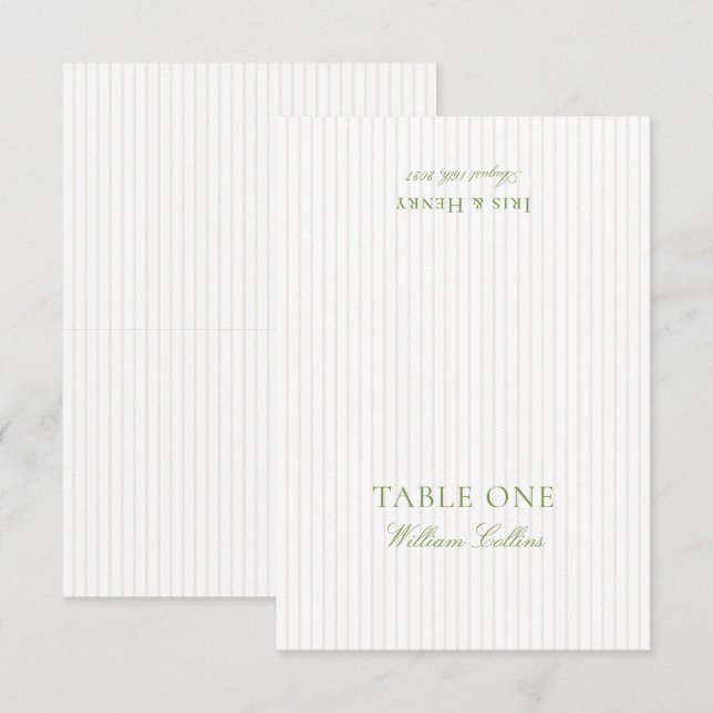 Cartão de Assento de Casamento Sofisticado Verde S (Frente/Verso)