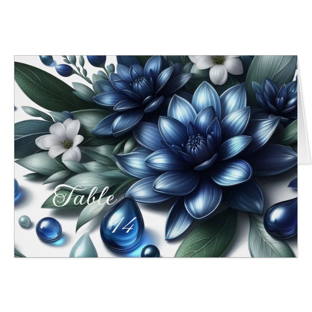 Cartão de Assento de Mesa com Pintura Azul Única d (Frente horizontal)