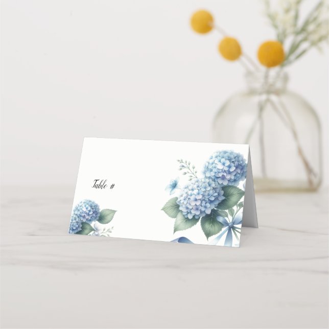 Cartão de Assento de Mesa de Hortênsia Azul Encant (Frente)