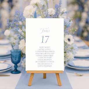 Cartão de Assento de Mesa Elegante Azul Desbotado