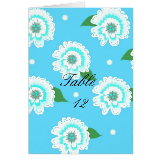 Cartão de Assento de Mesa Floral Azul (Frente)