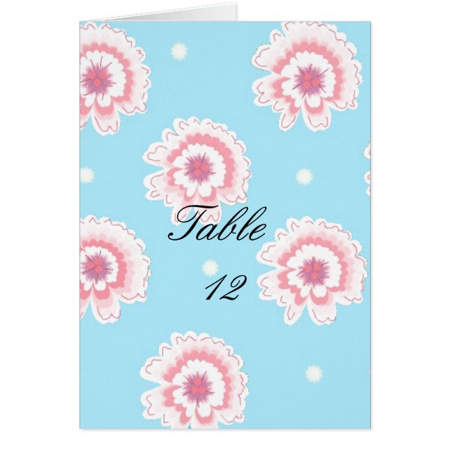 Cartão de Assento de Mesa Floral Azul e Rosa (Frente)