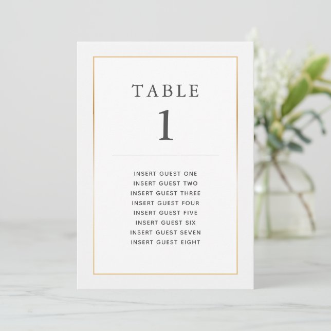 Cartão de Assento de Mesa Simples e Elegante em Ou (Em pé/Frente)