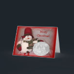 Cartão de assento do boneco de neve<br><div class="desc">Personalize este cartão do boneco de neve do divertimento com uma imagem da família, miúdos, os animais de estimação - você decide! Personalize o texto interno com seu próprio cumprimento, sua assinatura, ou remova-o juntamente todo! Apenas tenha o divertimento! Boas festas! Igualmente um obrigado enorme você a meu tshirtfun do...</div>