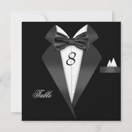 Cartão de Assento Número da Mesa Preto Tuxedo