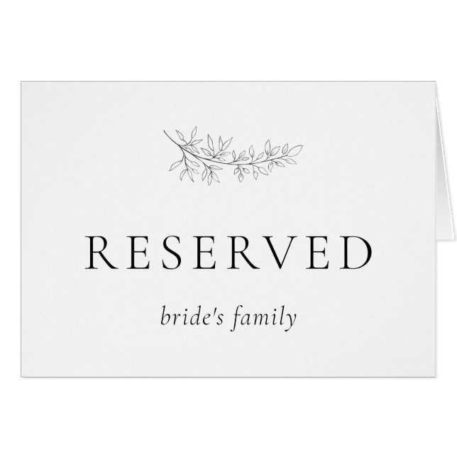 Cartão de Assento Reservado de Casamento Botânico  (Frente Horizontal)