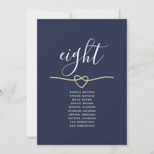 Cartão de Assentos de Casamento Elegante Navy Gold